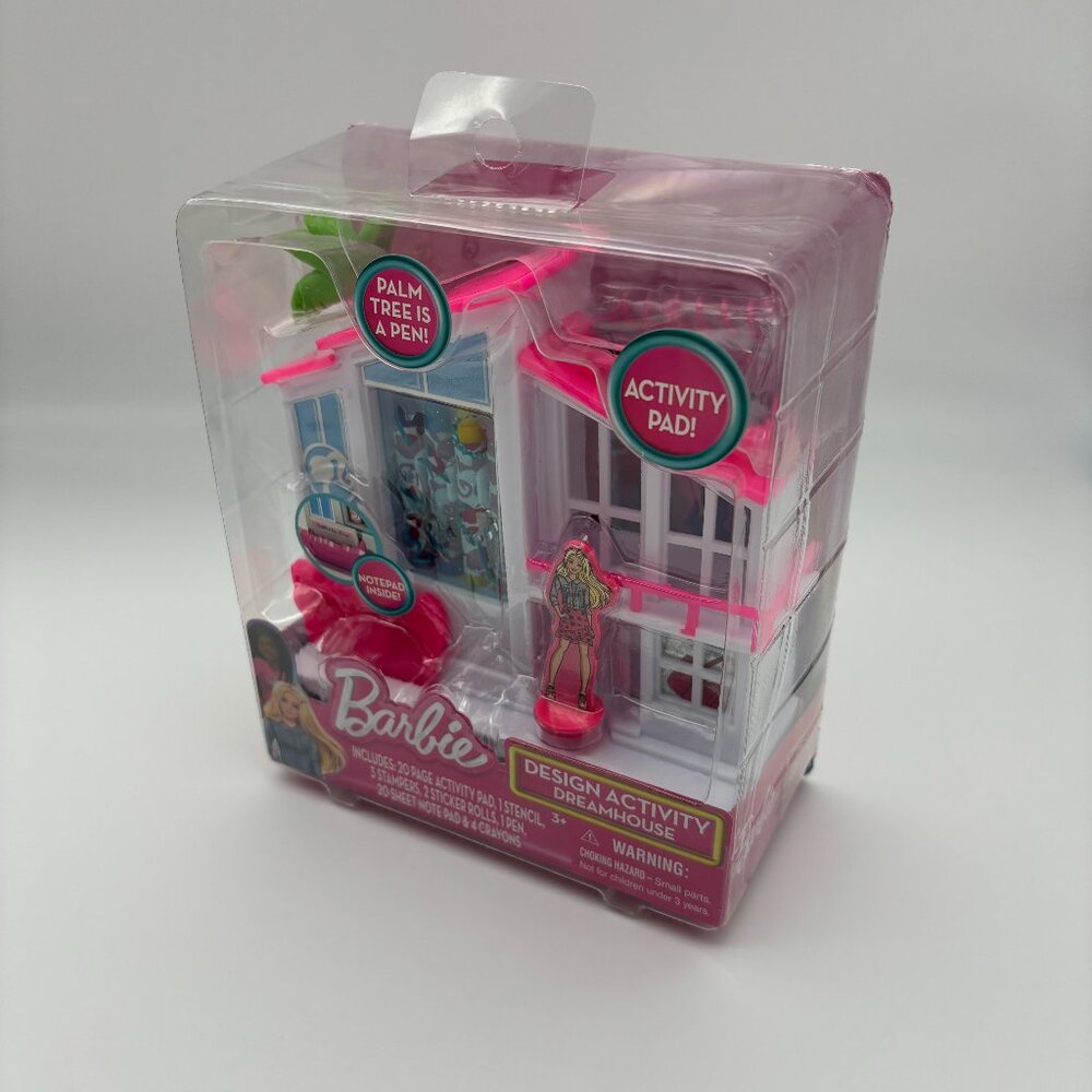 Barbie Design Activity Dream House, Pad Stencil Stamp Sticker Pen Crayons NEW